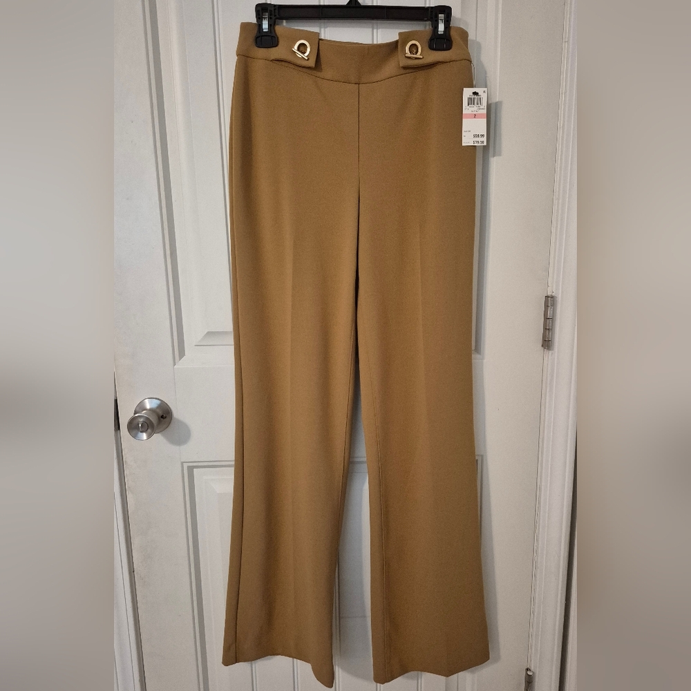 NWT INC International Concepts Tan Flare Pants Sz 2